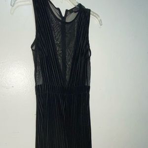 Black Mesh/Stripped Suede Jumpsuit